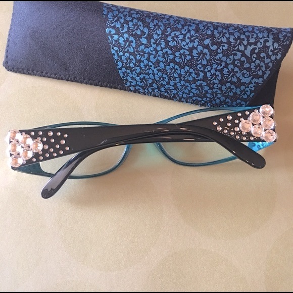 Reading Glasses +2.25 Black with Crystals - Picture 2 of 4